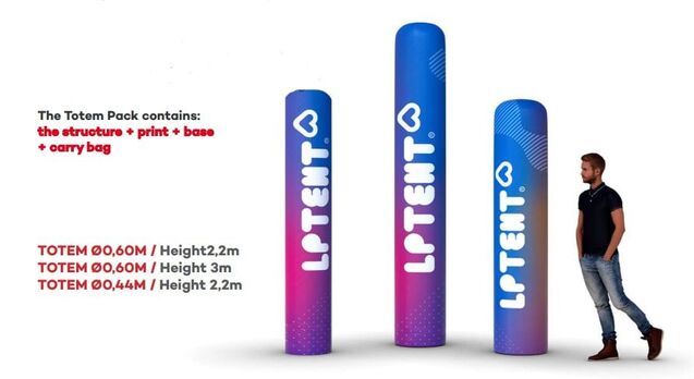 Inflatable totem sizes