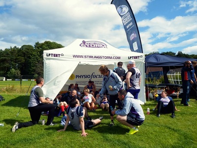 Branded 3x4.5m gazebo for Stirling Storm Touch Rugby